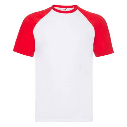 Fruit of the Loom Valueweight Short Sleeve Baseball T Valueweight Short Sleeve Baseball T – 2XL, White Body/Red Sleeve-WM