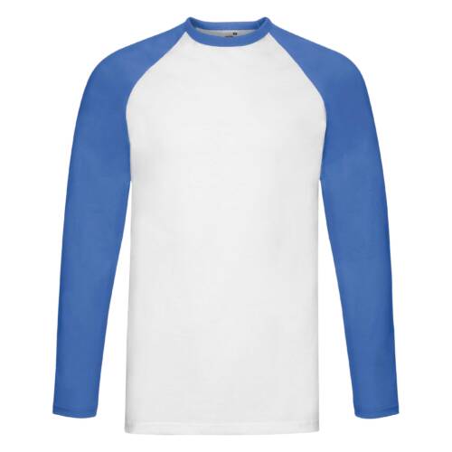Fruit of the Loom Valueweight Long Sleeve Baseball T Valueweight Long Sleeve Baseball T – 2XL, White Body,Royal Blue Sleeve/trim-AW