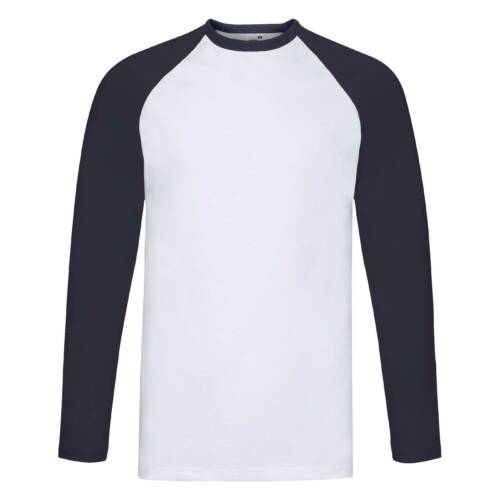 Fruit of the Loom Valueweight Long Sleeve Baseball T Valueweight Long Sleeve Baseball T – 2XL, White Body/Deep Navy-WE