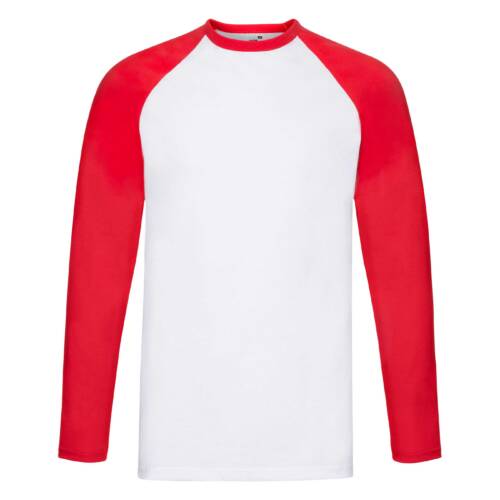 Fruit of the Loom Valueweight Long Sleeve Baseball T Valueweight Long Sleeve Baseball T – 2XL, White Body/Red Sleeve-WM