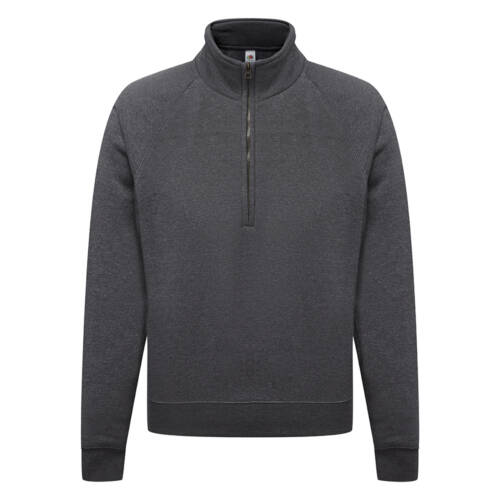 Fruit of the Loom Premium Zip Neck Sweat Premium Zip Neck Sweat – 2XL, Dark Heather Grey-HD