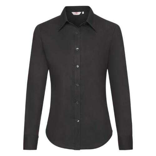 Fruit of the Loom Ladies Long Sleeve Oxford Shirt Ladies Long Sleeve Oxford Shirt – 2XL, Black-36