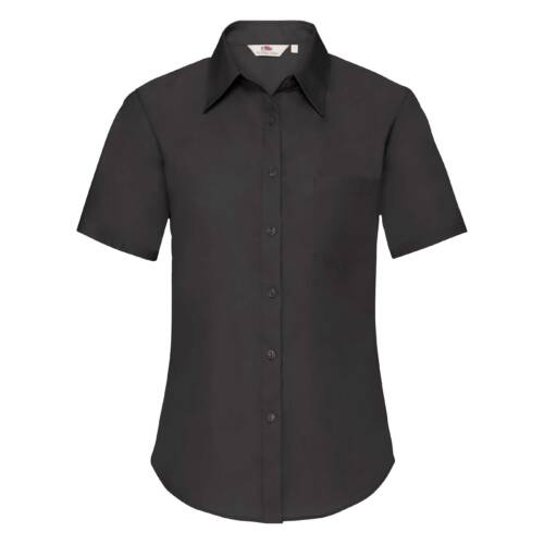 Fruit of the Loom Ladies Short Sleeve Poplin Shirt Ladies Short Sleeve Poplin Shirt – 2XL, Black-36