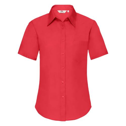 Fruit of the Loom Ladies Short Sleeve Poplin Shirt Ladies Short Sleeve Poplin Shirt – 2XL, Red-40