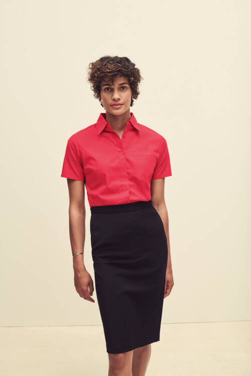 Fruit of the Loom Ladies Short Sleeve Poplin Shirt